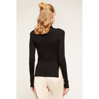 Pulover slim fit cu guler inalt