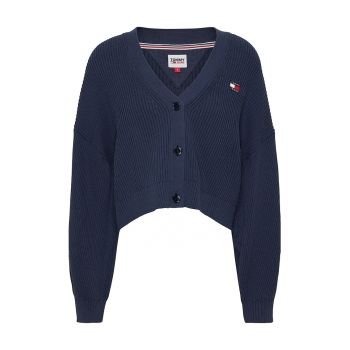 Cardigan tricotat din bumbac organic cu maneci cazute