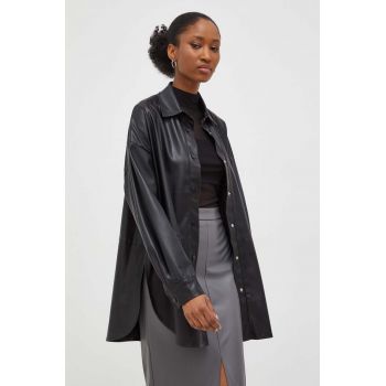 Answear Lab camasa femei, culoarea negru, cu guler clasic, relaxed
