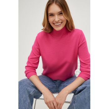 Answear Lab pulover femei, culoarea roz, cu turtleneck