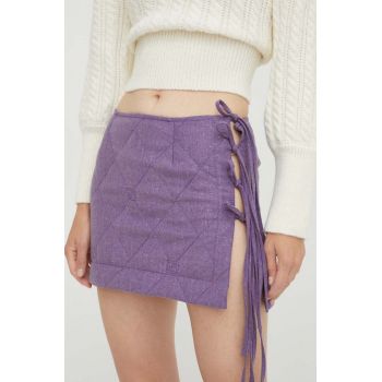 Beatrice B fusta de lana culoarea violet, mini, creion