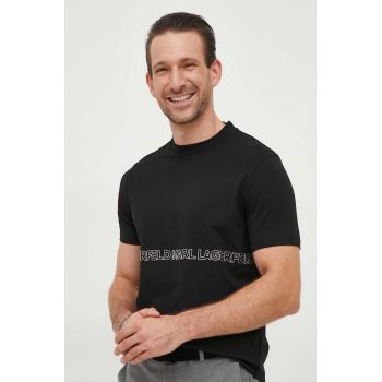 Karl Lagerfeld tricou barbati, culoarea gri, cu imprimeu