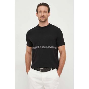 Karl Lagerfeld tricou barbati, culoarea negru, cu imprimeu