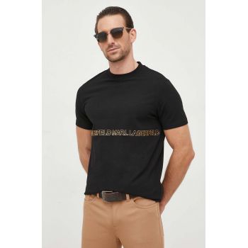 Karl Lagerfeld tricou barbati, culoarea negru, cu imprimeu