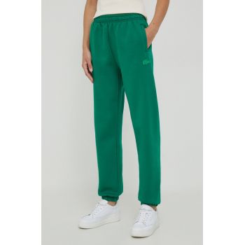 Lacoste pantaloni de trening culoarea verde, neted de firma original