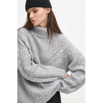 Medicine pulover femei, culoarea gri, cu guler ieftin