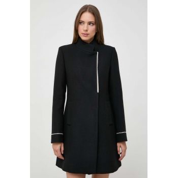 Morgan palton de lana culoarea negru, de tranzitie de firma original
