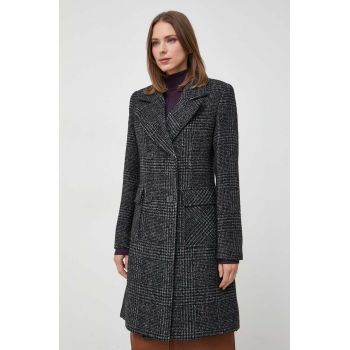Morgan palton din lana culoarea gri, de tranzitie, cu doua randuri de nasturi ieftin