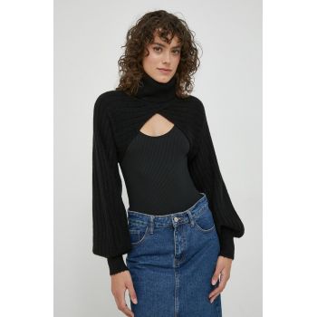 XT Studio pulover femei, culoarea negru, călduros, cu guler
