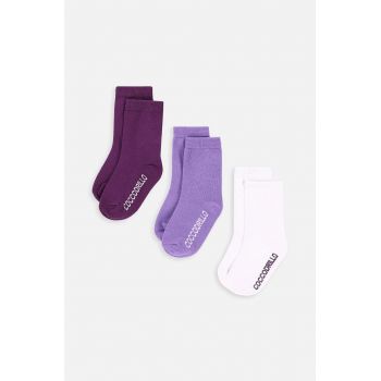 Coccodrillo sosete copii 3-pack culoarea violet