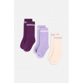 Coccodrillo sosete copii 3-pack culoarea violet