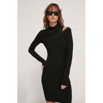 HUGO rochie culoarea negru, mini, mulata
