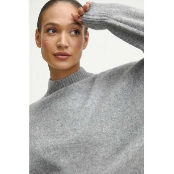 Medicine pulover din amestec de lana femei, culoarea gri, călduros, cu turtleneck ieftin