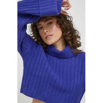 XT Studio pulover femei, culoarea albastru marin, cu guler de firma original