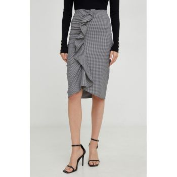 Answear Lab fusta culoarea negru, midi, creion