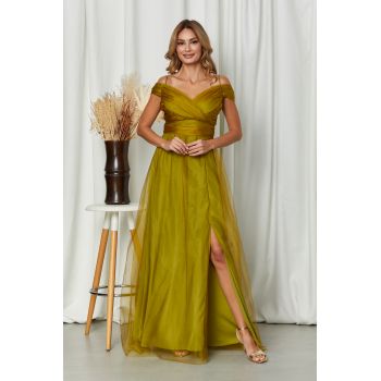 Rochie de ocazie din tull cu crepeu pe picior Celebre Fistic
