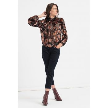 Bluza transparenta cu model floral ieftina