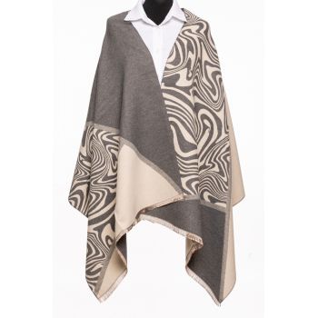 Esarfa cashmere animal print, gri si alb