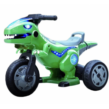 Motocicleta electrica cu 3 roti, 12V, 2 motoare, 3-7 ani, Dino verde