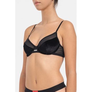 Sutien cu garnituri cu aspect de catifea si bretele ajustabile