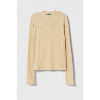 United Colors of Benetton longsleeve copii culoarea bej