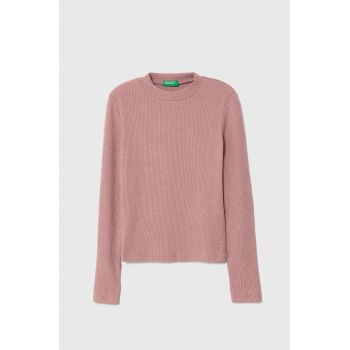 United Colors of Benetton longsleeve copii culoarea roz