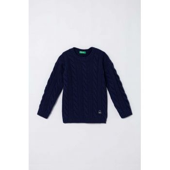 United Colors of Benetton pulover de lână pentru copii culoarea albastru marin, light ieftin