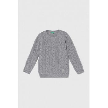 United Colors of Benetton pulover de lână pentru copii culoarea gri, light de firma original