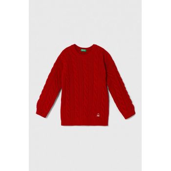 United Colors of Benetton pulover de lână pentru copii culoarea rosu, light
