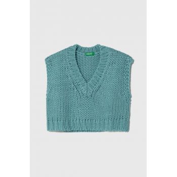 United Colors of Benetton vesta din amestec de lana culoarea verde ieftin