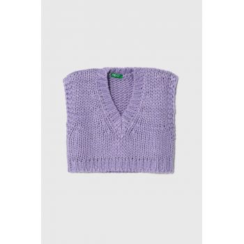 United Colors of Benetton vesta din amestec de lana culoarea violet ieftin