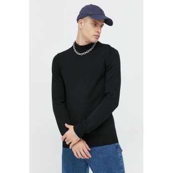 HUGO pulover de lana barbati, culoarea negru, light ieftin