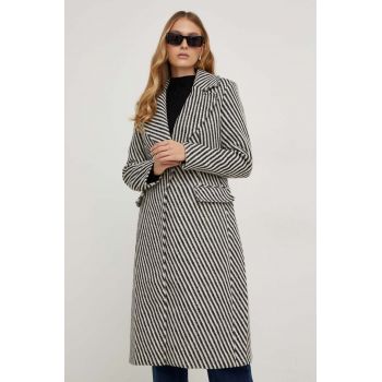 Answear Lab palton de lana culoarea negru, de tranzitie ieftin