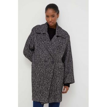 Answear Lab palton de lana culoarea negru, de tranzitie, oversize de firma original