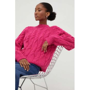 Answear Lab pulover de lana culoarea roz, călduros de firma original