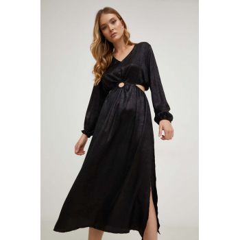 Answear Lab rochie culoarea negru, midi, evazati