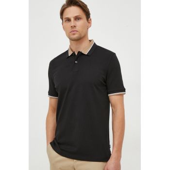 BOSS polo de bumbac culoarea negru, neted