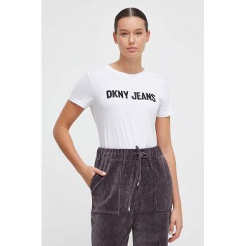 Dkny tricou femei, culoarea alb ieftin