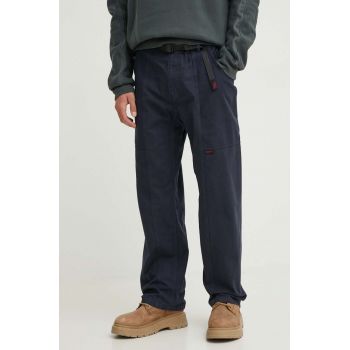 Gramicci pantaloni de bumbac culoarea bleumarin, drept