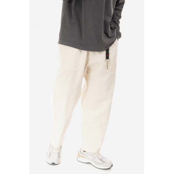 Gramicci pantaloni de bumbac Loose Tapered Pant culoarea bej, lat, medium waist G103.OGT-cream