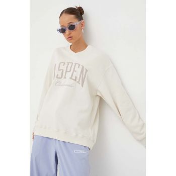 Hollister Co. bluza femei, culoarea bej, cu imprimeu