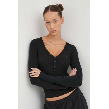 Hollister Co. longsleeve femei, culoarea negru