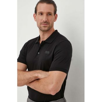 Karl Lagerfeld polo de bumbac culoarea negru, cu imprimeu