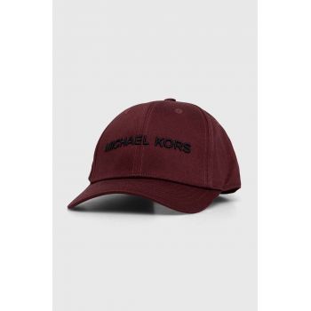 Michael Kors șapcă de baseball din bumbac culoarea bordo, cu imprimeu ieftina