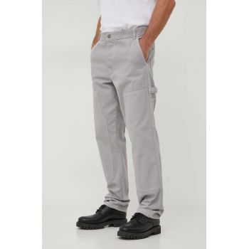 United Colors of Benetton pantaloni de bumbac culoarea gri, drept