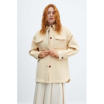 Jacheta-camasa din amestec de lana cu buzunare aplicate Doctor