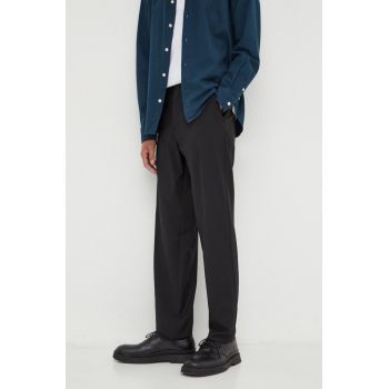 Marc O'Polo pantaloni din lana culoarea negru, cu fason chinos de firma originali