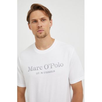 Marc O'Polo tricou din bumbac culoarea alb, cu imprimeu ieftin