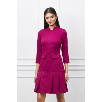 Rochie Moze magenta cu pliuri la baza la reducere