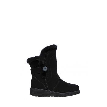 Cizme wedge mid-calf de piele intoarsa Keepsakes - Negru